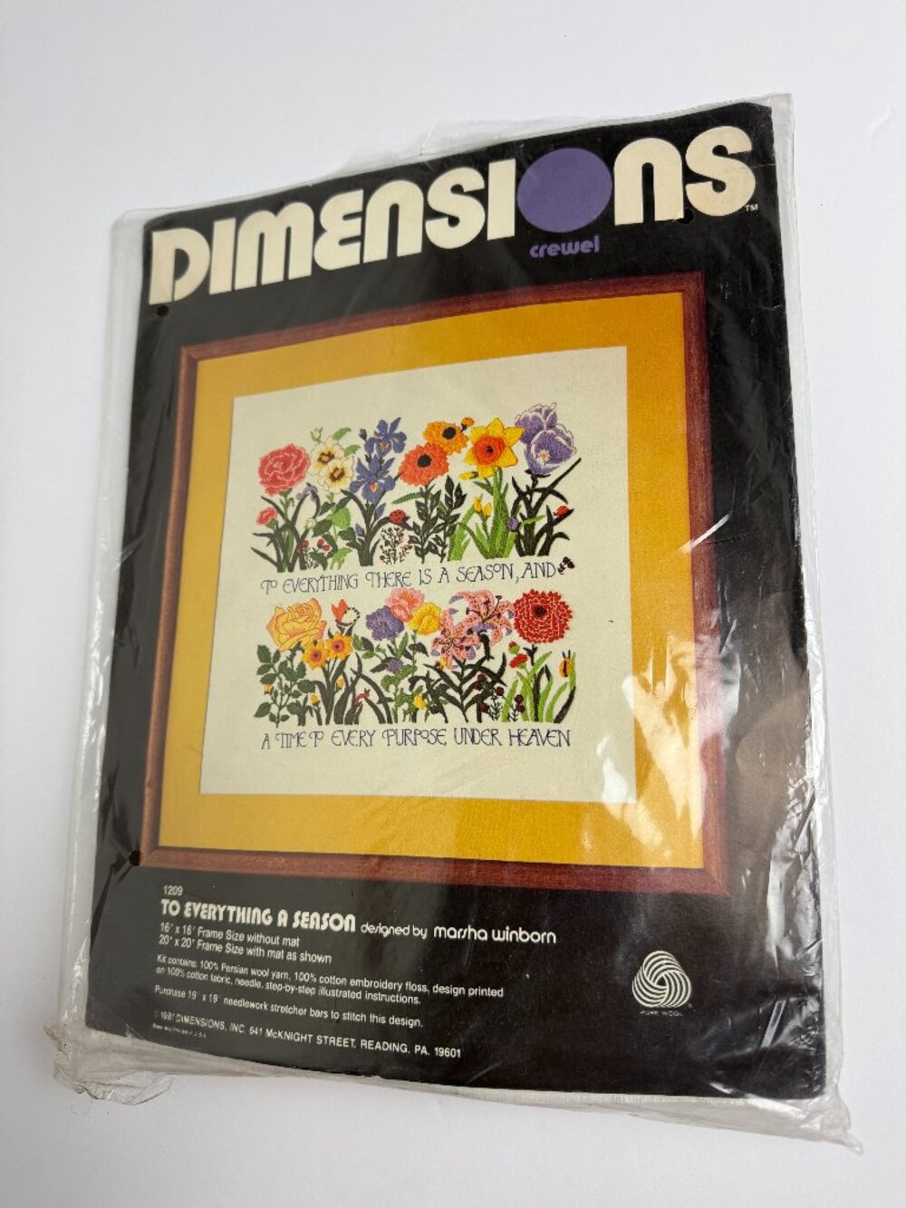 Vintage Dimensions Crewel Kit #1209 To Everything A Season 1981 Floral
